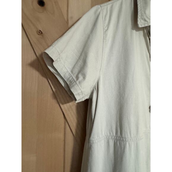 Vintage Bobbie Brooks 90s Light Cream Khaki Short Sleeve Dress Size Large - Picture 4 of 13